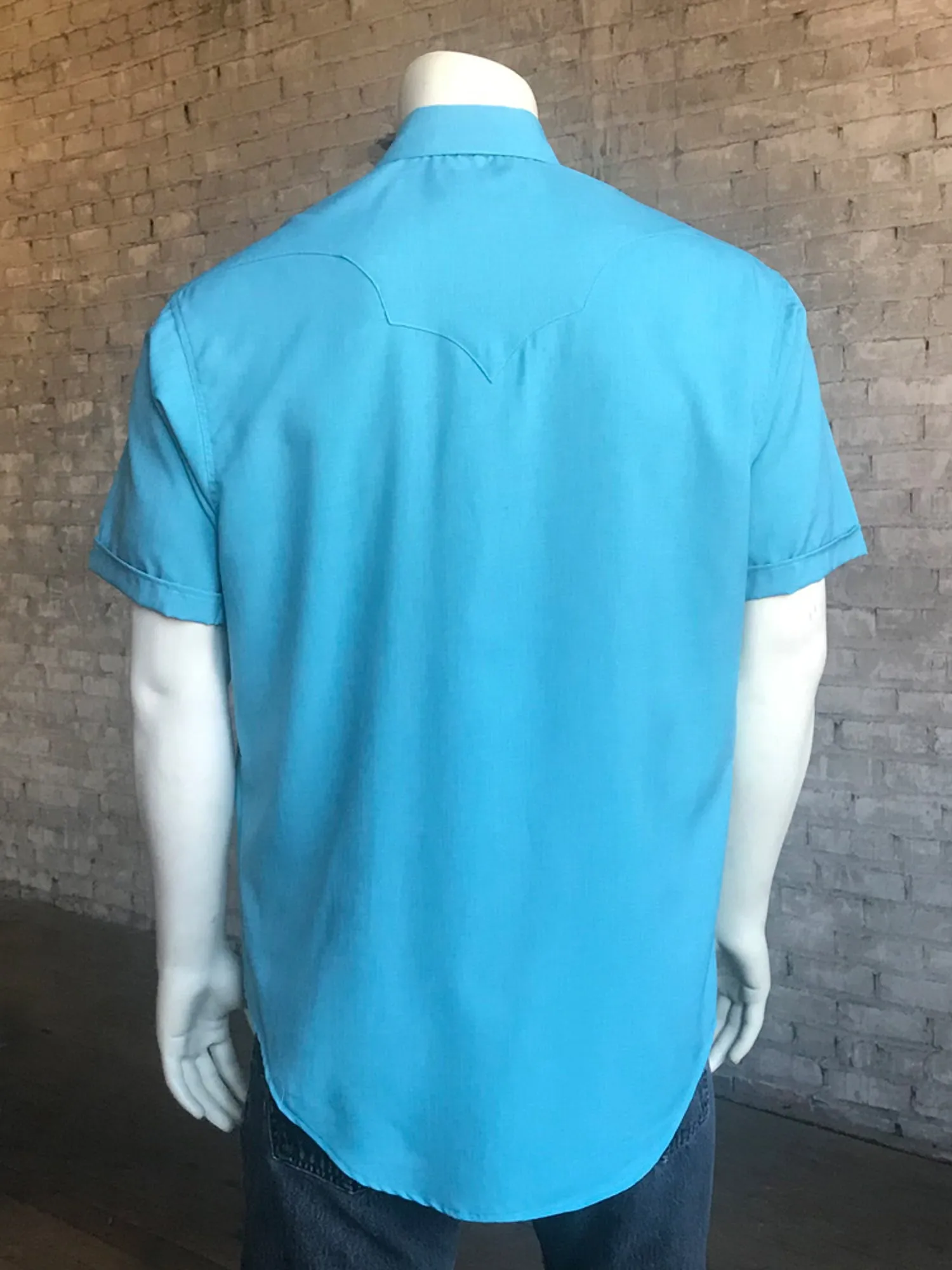 Functional Wear Rockmount Mens Aqua Polyester UV Protection Western S/S Shirt