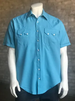 Wardrobe Staple Rockmount Mens Aqua Polyester UV Protection Western S/S Shirt Rockmount Mens Aqua Polyester UV Protection Western S/S Shirt Local Favorite