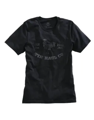 Wardrobe Staple Tin Haul Mens Black 100% Cotton Cockadoodle Doo S/S Rooster T-Shirt Premium Style Tin Haul Mens Black 100% Cotton Cockadoodle Doo S/S Rooster T-Shirt