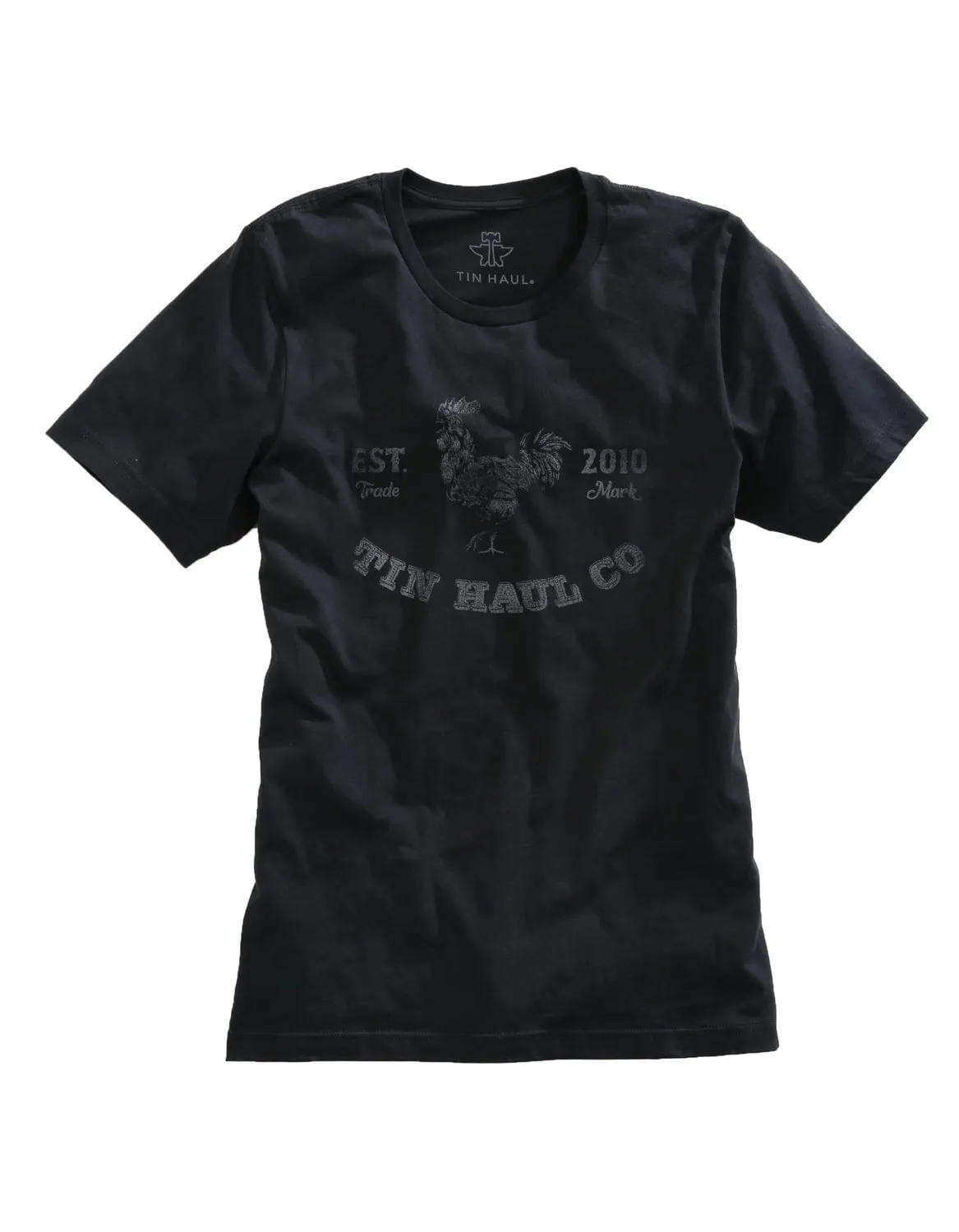 Tin Haul Mens Black 100% Cotton Cockadoodle Doo S/S Rooster T-Shirt Comfy Layer Fall Foliage
