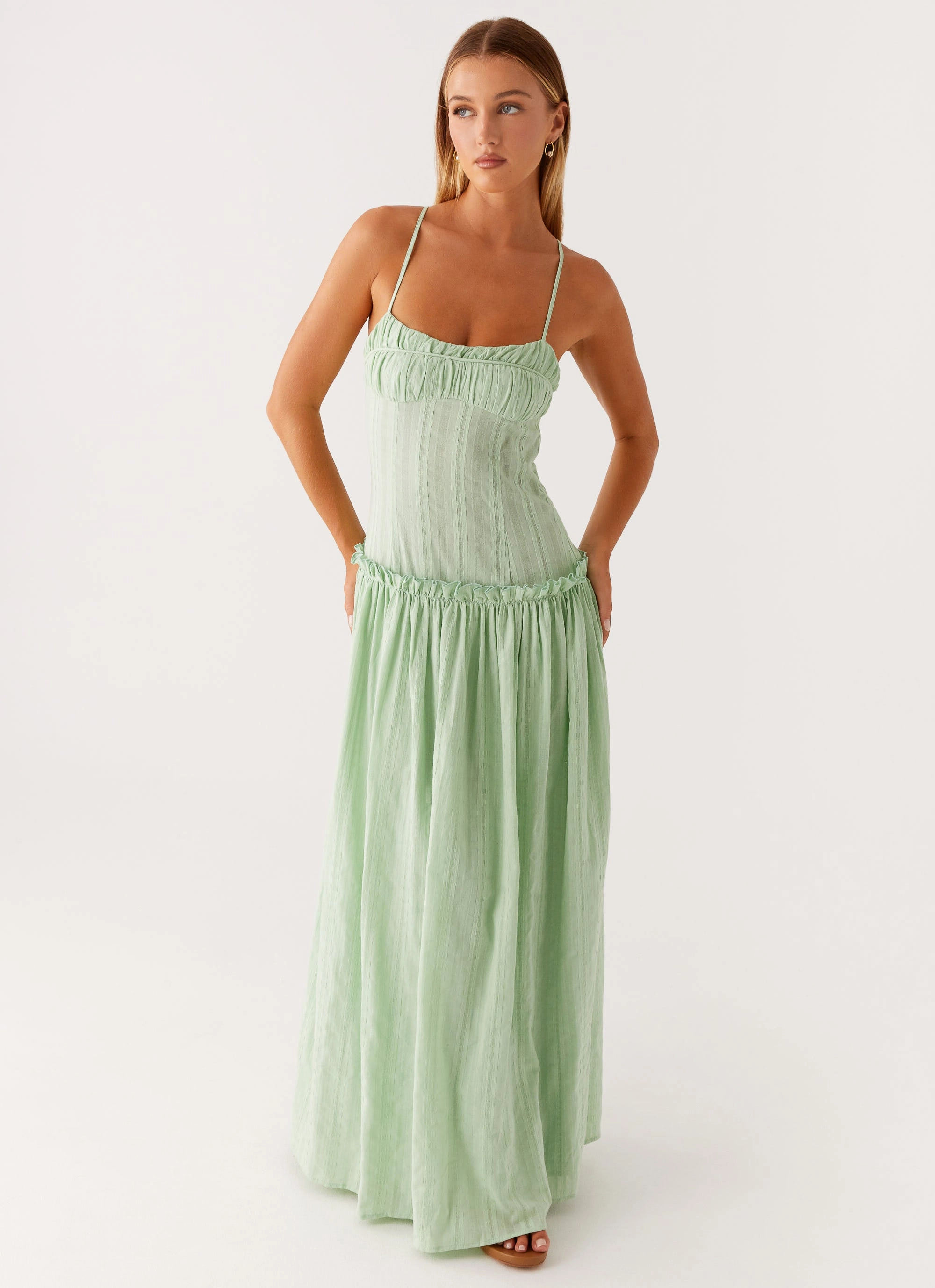 Modern-style Jacinda Drop Waist Maxi Dress - Sage