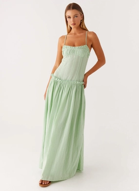 Wardrobe Essential Jacinda Drop Waist Maxi Dress - Sage Jacinda Drop Waist Maxi Dress - Sage Sophisticated Waist Fit