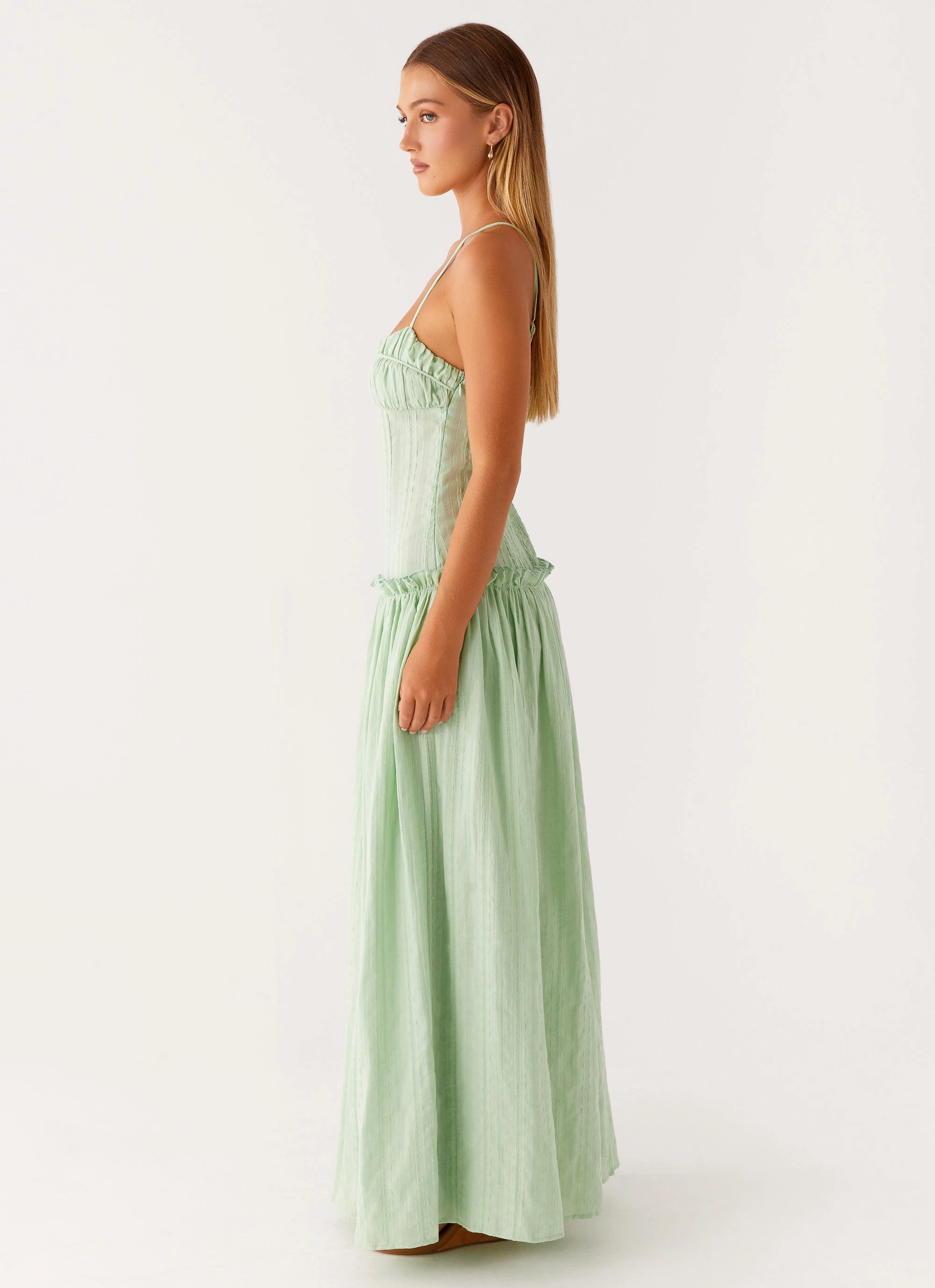 Jacinda Drop Waist Maxi Dress - Sage Minimal Detail All-Occasion Wear