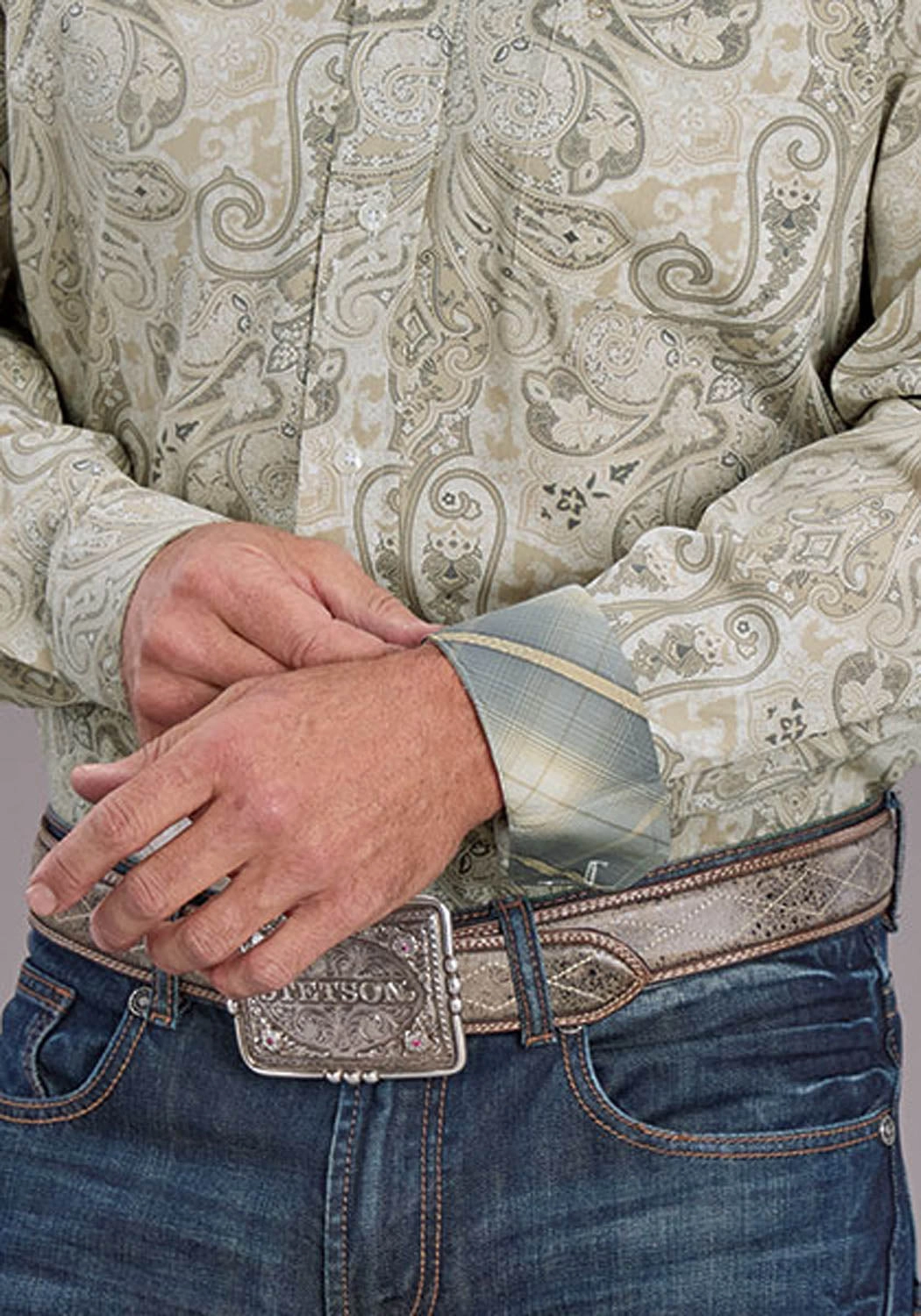 Stetson Mens Sand Dollar Paisley Tan 100% Cotton Btn L/S Shirt Wardrobe Must-Have