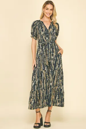 Warm Goods Daphne Printed Midi Dress in Navy Daily Style Daphne Printed Midi Dress in Navy