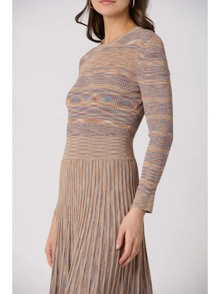 Holiday Wear Perfect Mood Martha Dress in Tan, Slate Blue & Umber