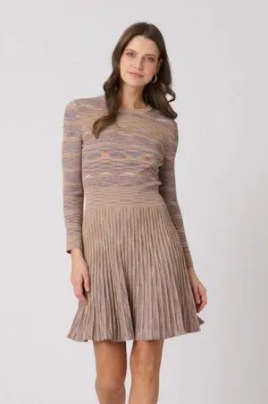Warm Tone Martha Dress in Tan, Slate Blue & Umber Premium Material Martha Dress in Tan, Slate Blue & Umber