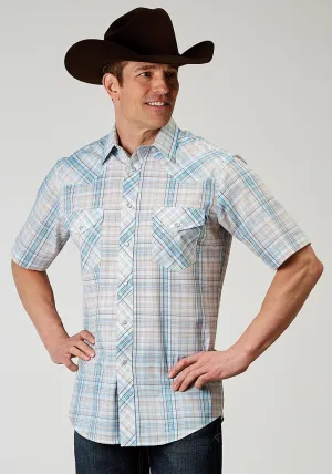 warm weather Roper Mens 1976 Multi Plaid Multi-Color Cotton Blend S/S Shirt Casual Comfort Roper Mens 1976 Multi Plaid Multi-Color Cotton Blend S/S Shirt