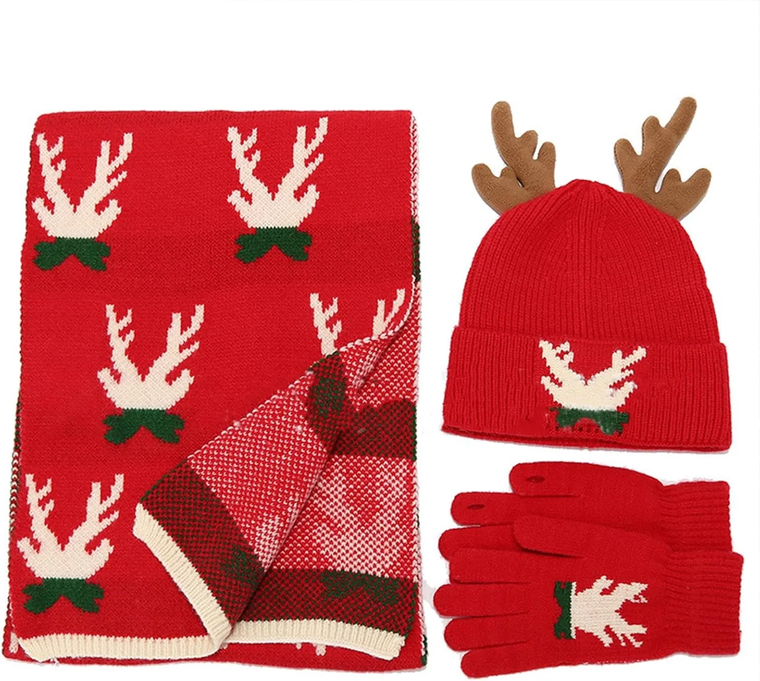 Warm Winter Beanie Hat Scarf Set for Men Women,Knit Skull Cap Touchscreen Gloves Neck Warmer Scarves for Cold Weather