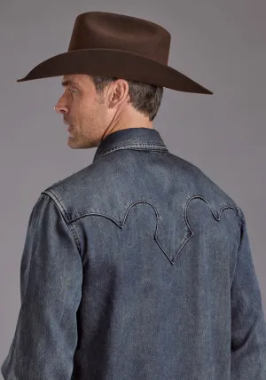 Water Repellent Finish Stetson Mens Octagon Snaps Western Blue Lyocell L/S Shirt Stetson Mens Octagon Snaps Western Blue Lyocell L/S Shirt Winter Layering Neutral Tones