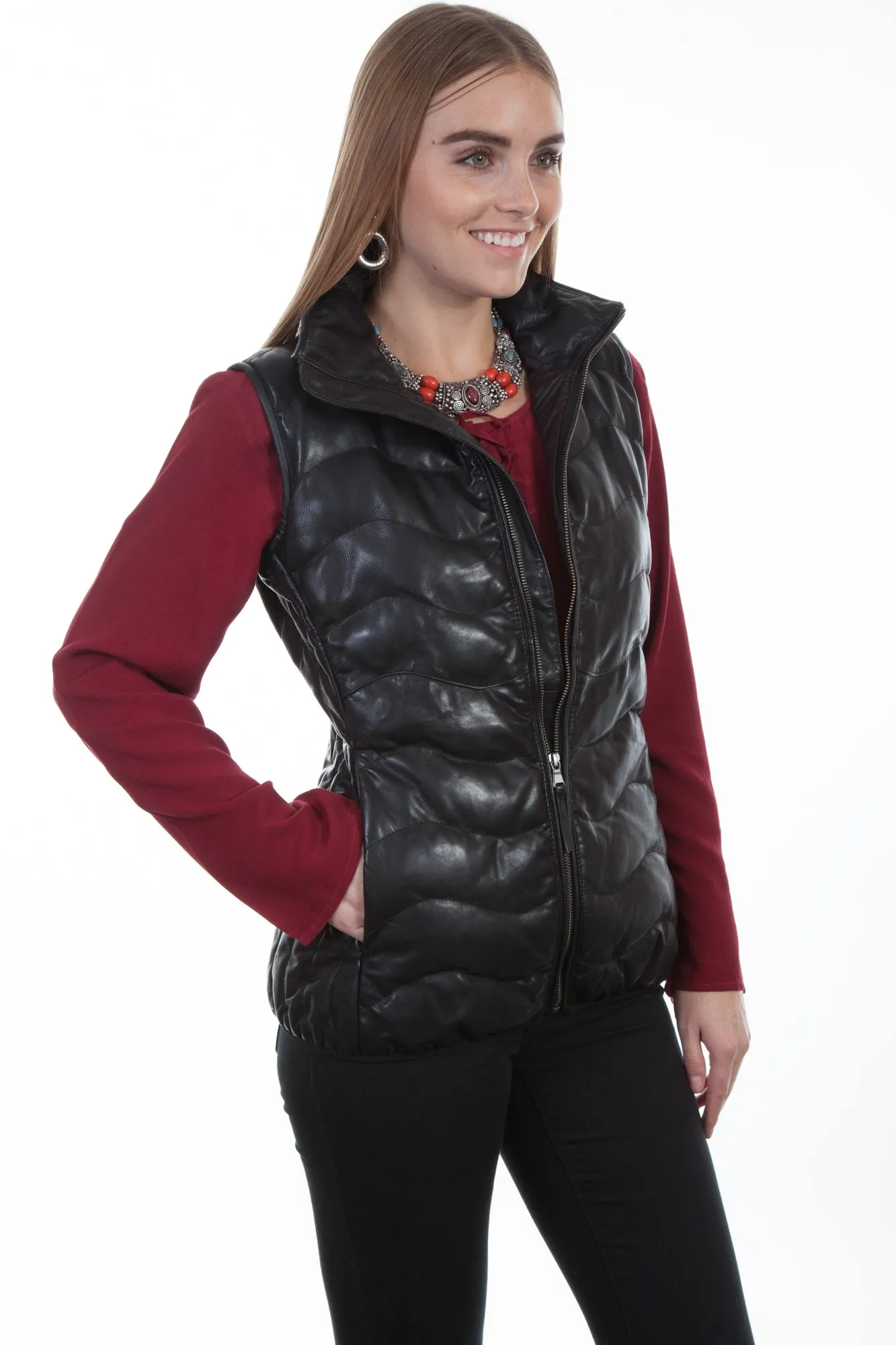 Everyday Basic Scully Womens Black Soft Lamb Puffer Vest