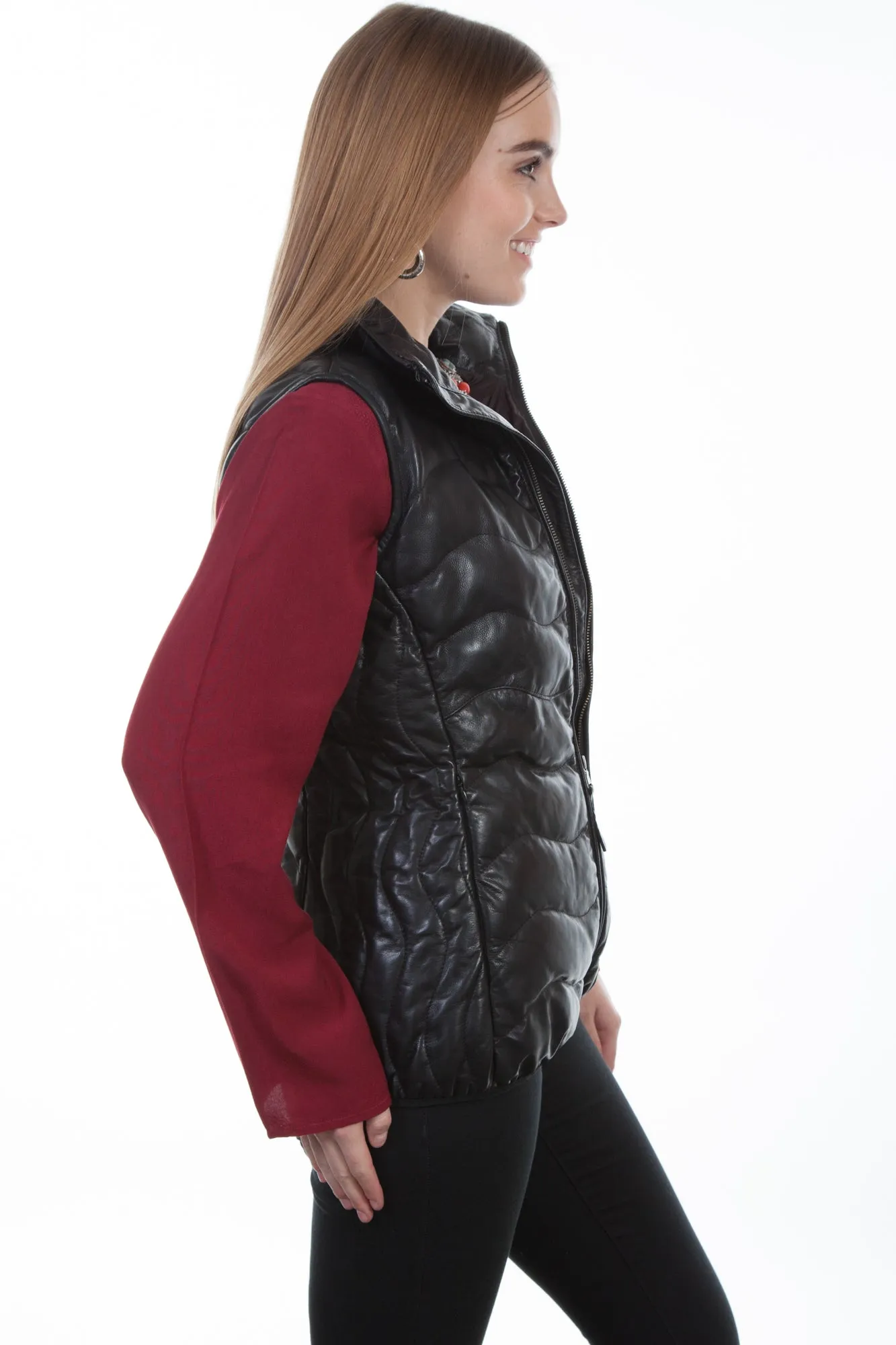 Scully Womens Black Soft Lamb Puffer Vest Workwear Ready Holiday Vibes Stretch