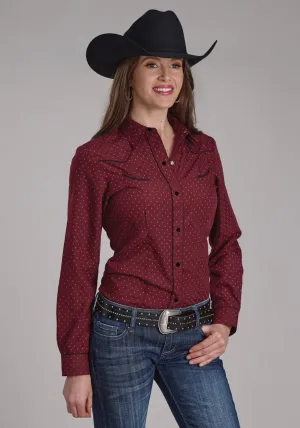 Water Resistant Roper Womens 2287 Dot Print Wine Poly/Cotton L/S Shirt Iconic look Breathable Fit Roper Womens 2287 Dot Print Wine Poly/Cotton L/S Shirt