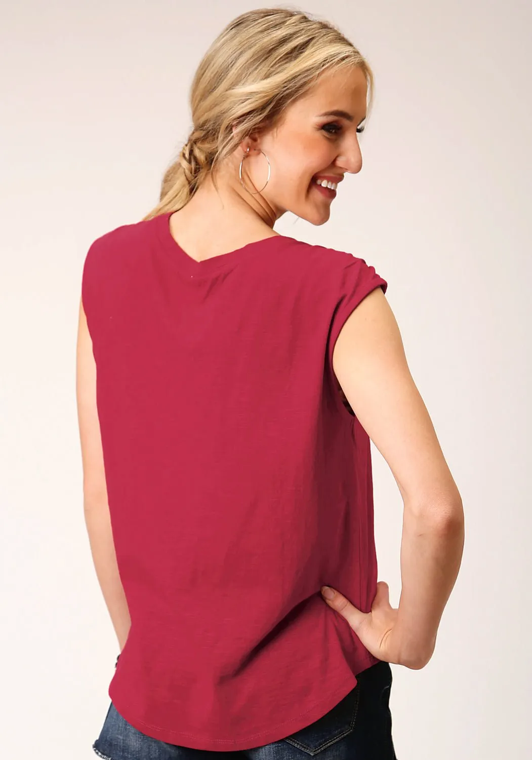 Airflow Ventilation System Youthful Vibe Roper Womens Slub Jersey Raspberry 100% Cotton S/L T-Shirt
