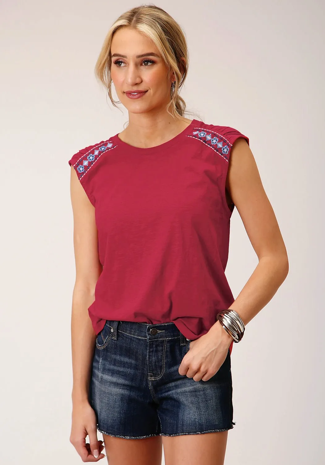 Comfort-First Relaxed Wear Roper Womens Slub Jersey Raspberry 100% Cotton S/L T-Shirt