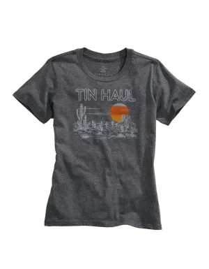 Water Resistant Tin Haul Womens Grey Cotton Blend Desert Scenery S/S T-Shirt Classic Collar Tin Haul Womens Grey Cotton Blend Desert Scenery S/S T-Shirt