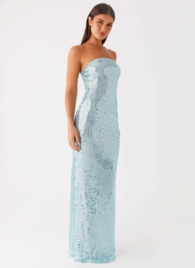 Watercolor Effect Lyric Sequin Maxi Dress - Turquoise Lyric Sequin Maxi Dress - Turquoise Playful touch Classic Fit