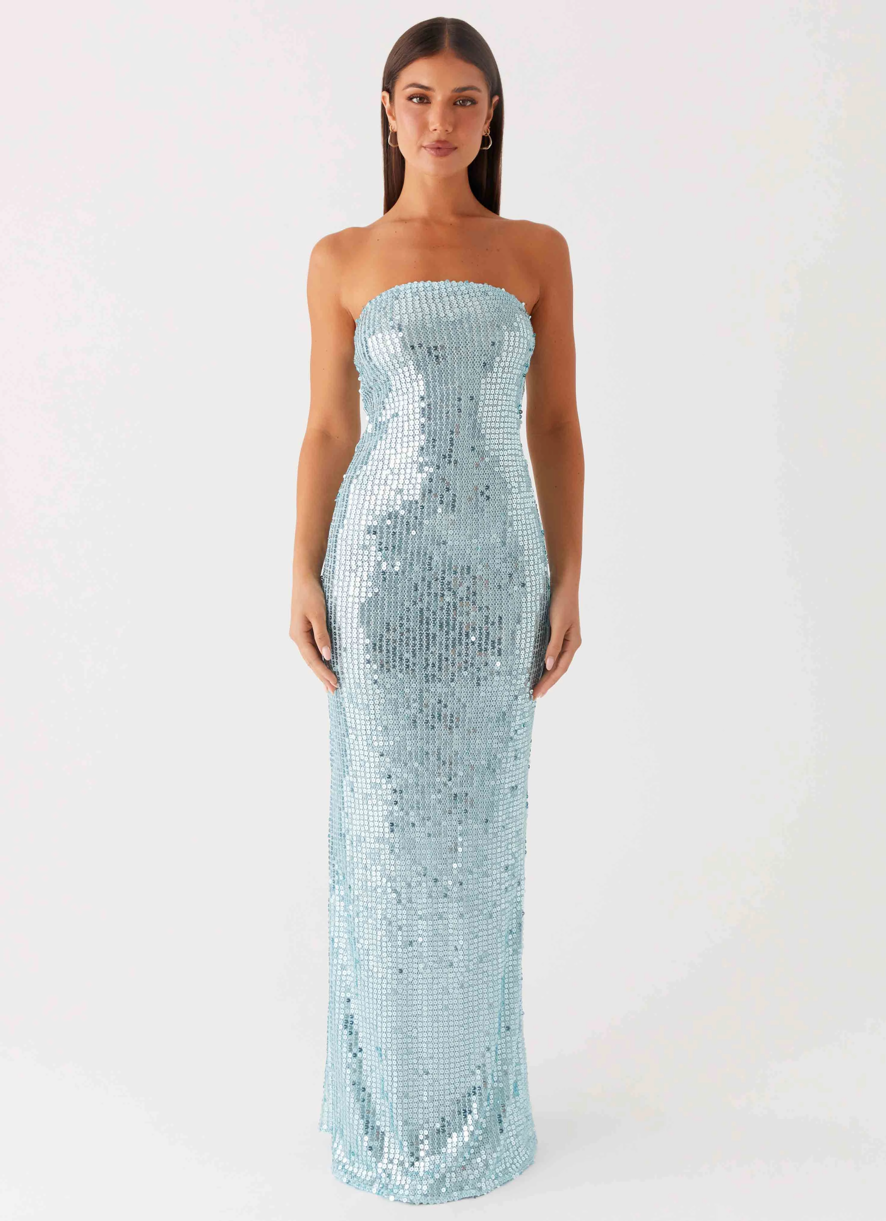 relaxed elegance Lyric Sequin Maxi Dress - Turquoise