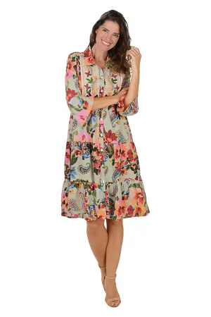 Waverly Paisley Tiered Button-Front Dress Retro Flair Waverly Paisley Tiered Button-Front Dress Smooth Detail