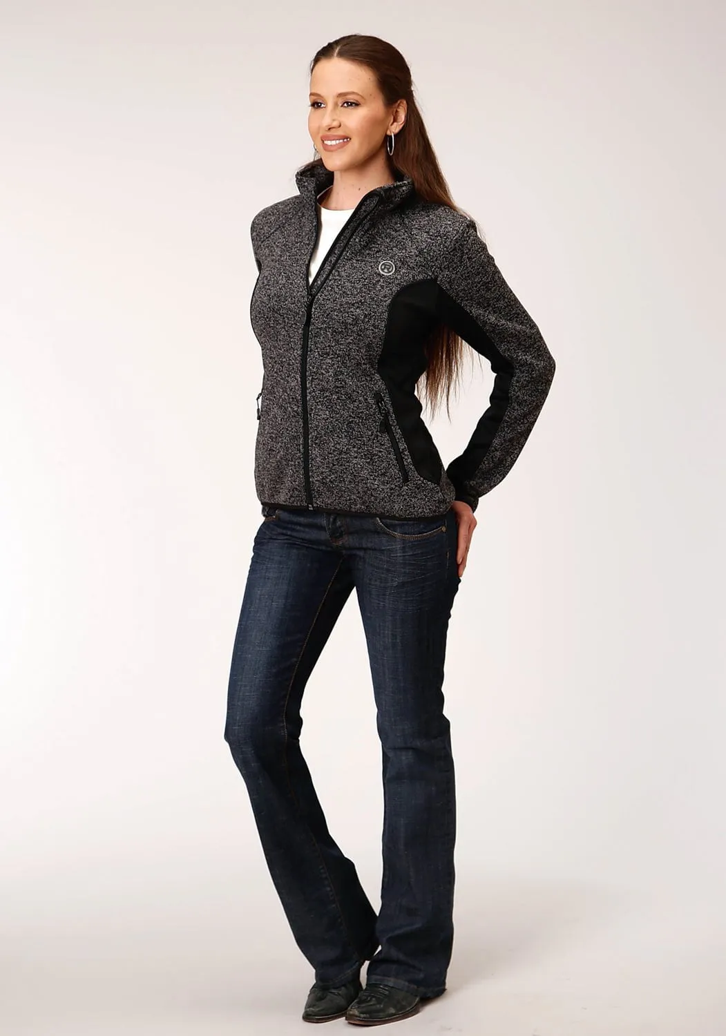 Roper Womens Charcoal Grey Polyester Fleece Jacket Neutral Choice