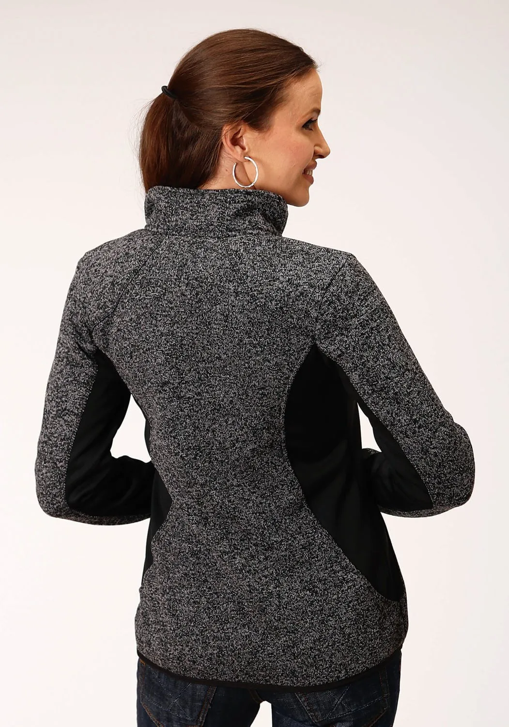 Roper Womens Charcoal Grey Polyester Fleece Jacket Smart Casual Athlete Fit Night Out Neutral Textured