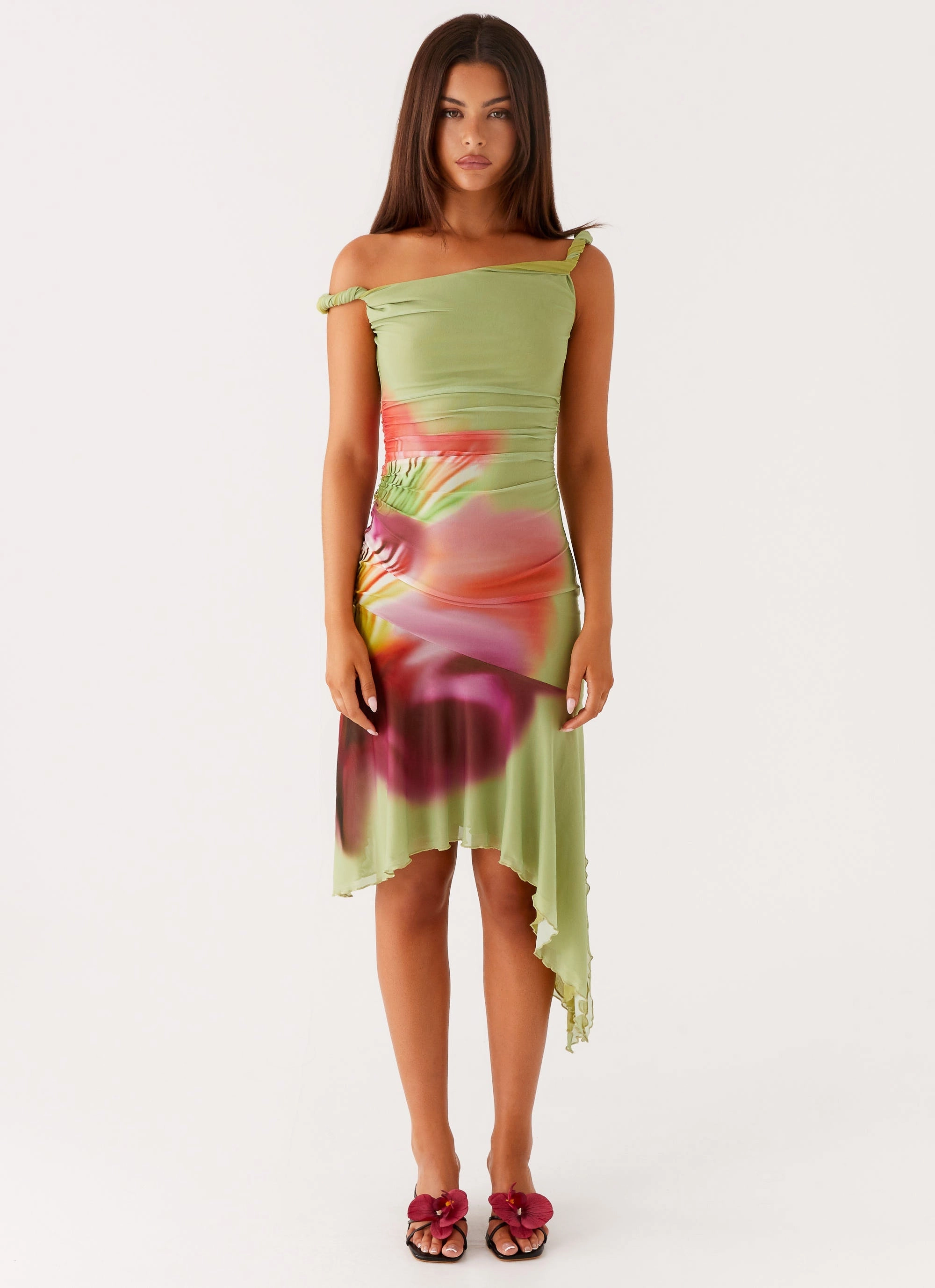 Grace Base Huntah Midi Dress - Green Tropical