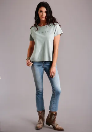 Weekend Casual Stetson Womens Seafoam 100% Cotton Slightly Fitted S/S T-Shirt Everyday Comfort Breathable Fit Stetson Womens Seafoam 100% Cotton Slightly Fitted S/S T-Shirt