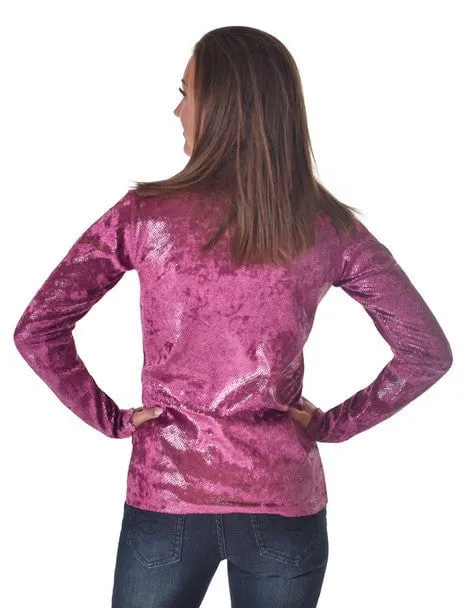 Fits Everyone Cowgirl Tuff Womens 1/4 Zip Cadet Jazzberry Poly/Spandex Athletic Shell Jacket