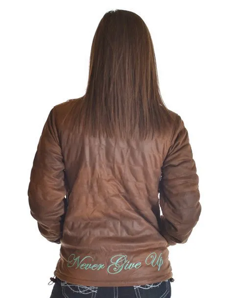 Cowgirl Tuff Womens Midweight Logo Brown Poly/Spandex Softshell Jacket Trendy Fit