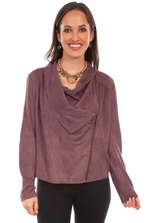Weekend Fit Scully Womens Drape Cross-Over Mauve Poly/Spandex Softshell Jacket Easy Pairing Gym Ready Slim Teen Outfit Scully Womens Drape Cross-Over Mauve Poly/Spandex Softshell Jacket