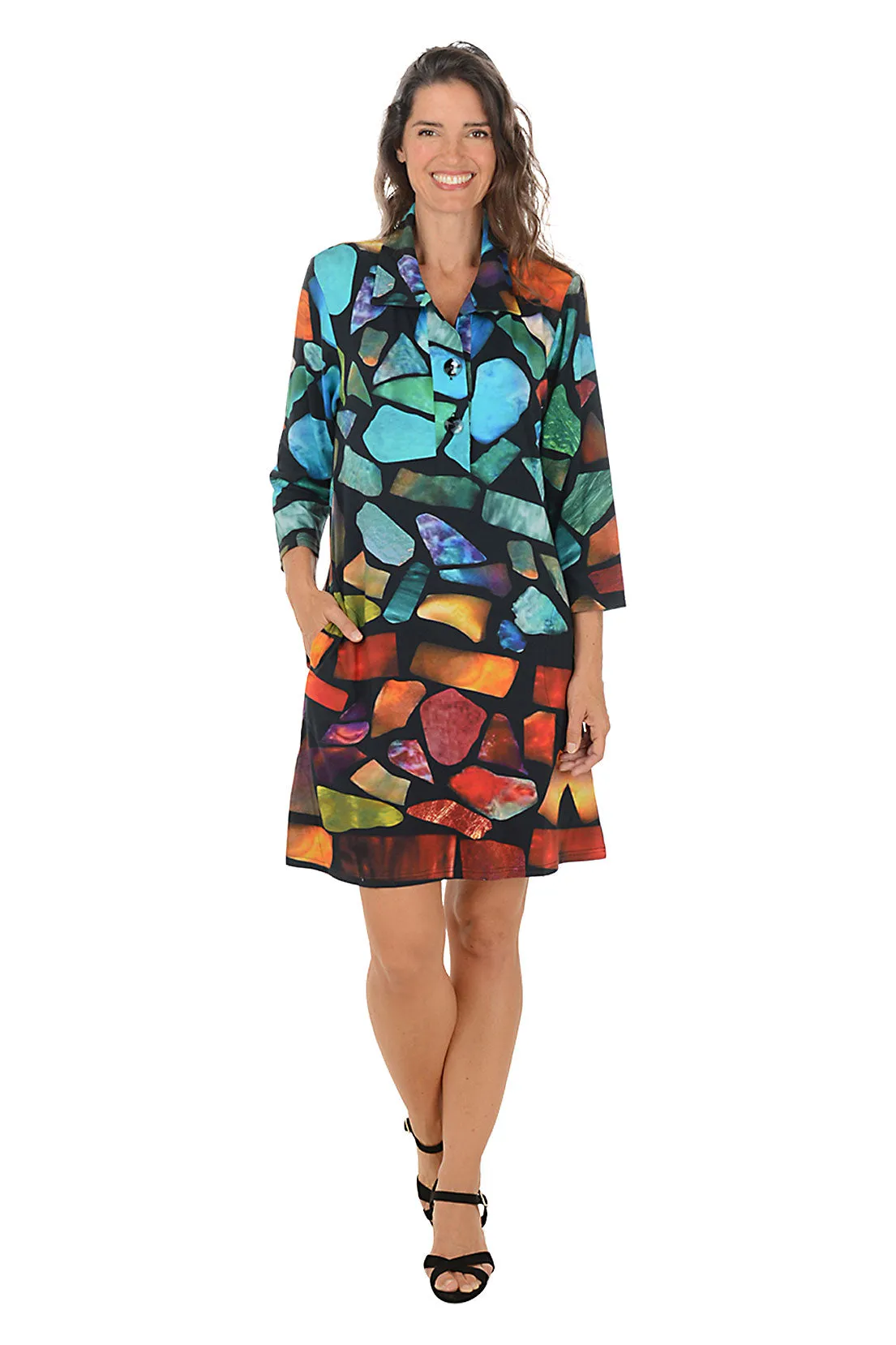 Bebe Collared Henley Dress Flow Friendly AntiFrayEdging