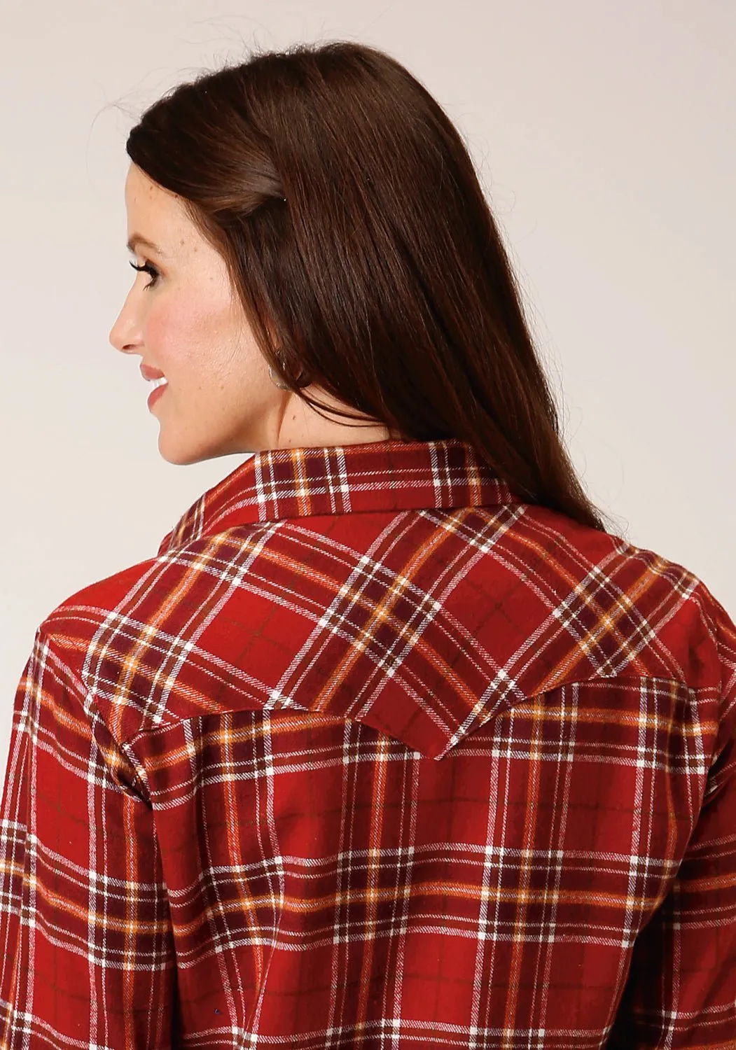 Midweight Textile Breathable Fit Roper Womens Unlined Flannel Rust 100% Cotton L/S Shirt