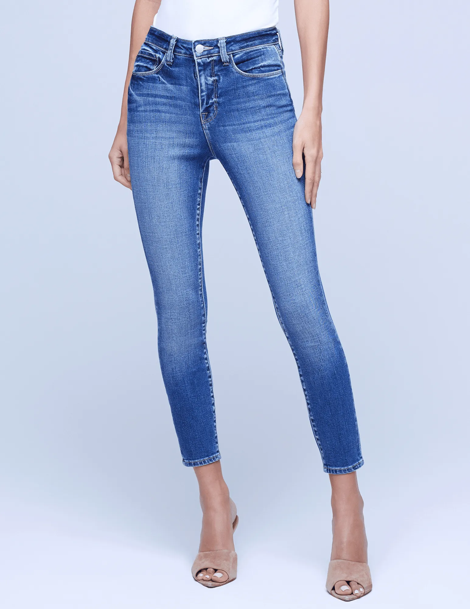 Earthy Soft L'AGENCE Margot High Rise Skinny Jeans In Cambridge