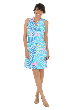 Wendy Ruffle Neck Sleeveless Dress Dark Tone Durable-Fabric wrap waist Wendy Ruffle Neck Sleeveless Dress