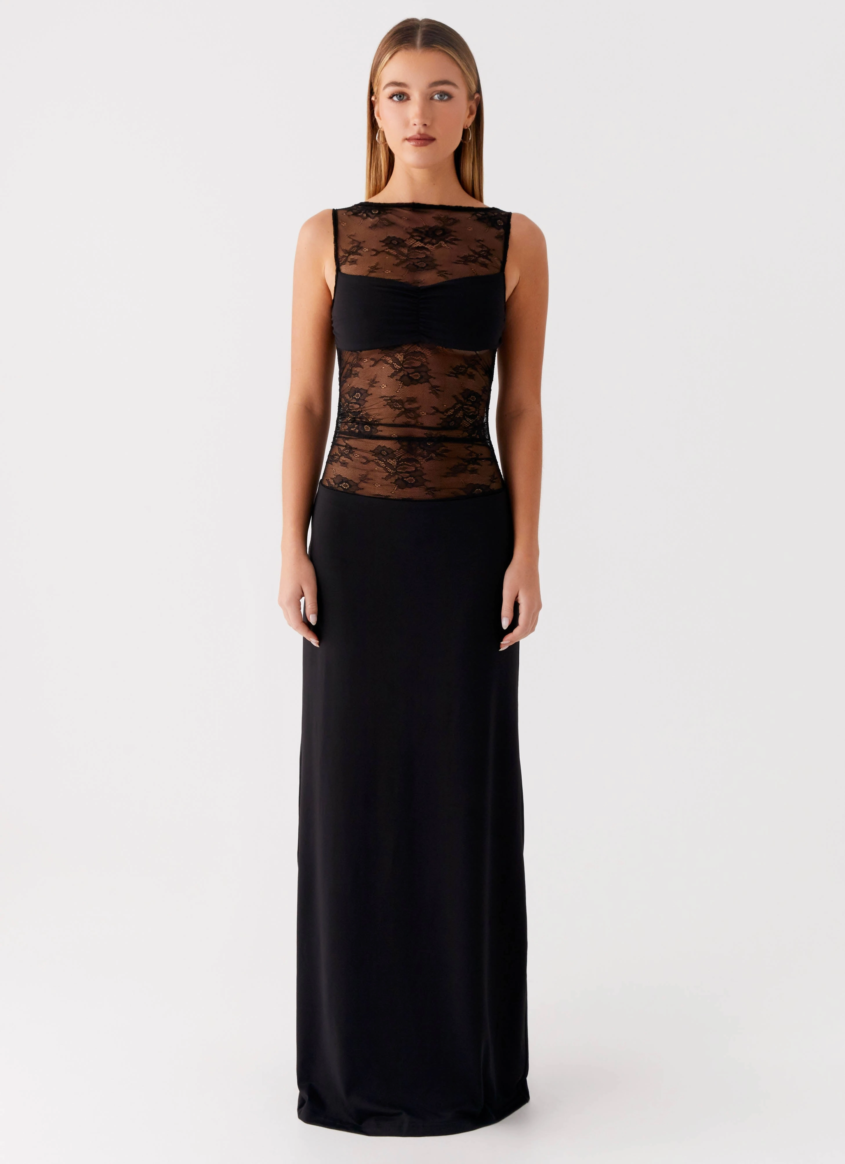 Satin-Finish Wesley Maxi Dress - Black