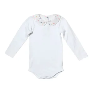 White Onesie with Signature Dot Peter Pan Collar