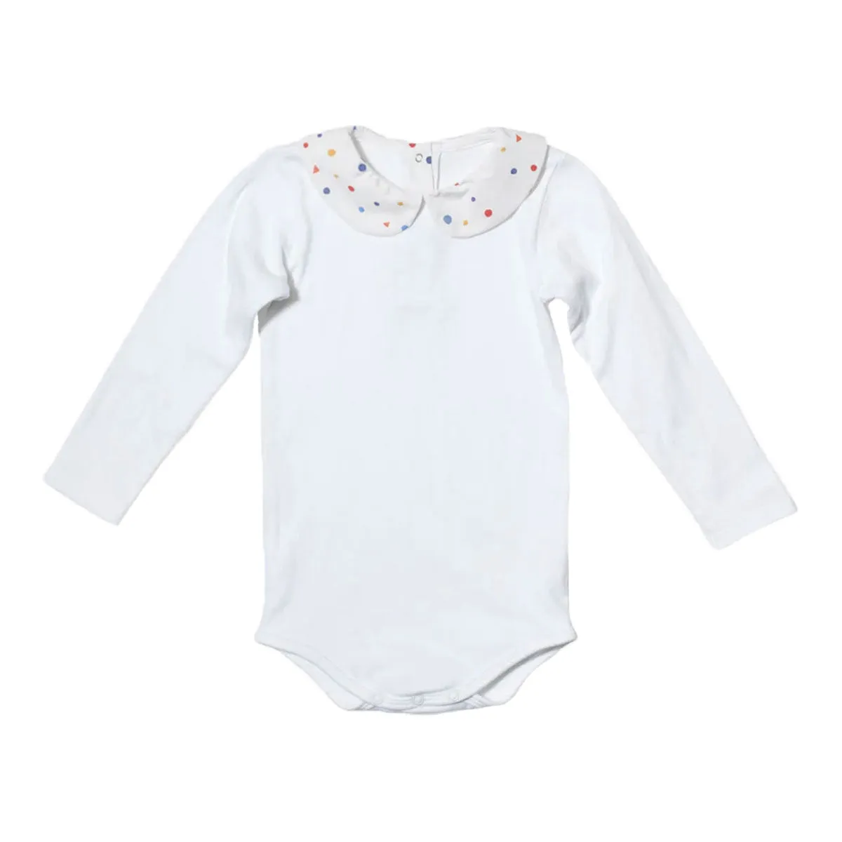 White Onesie with Signature Dot Peter Pan Collar