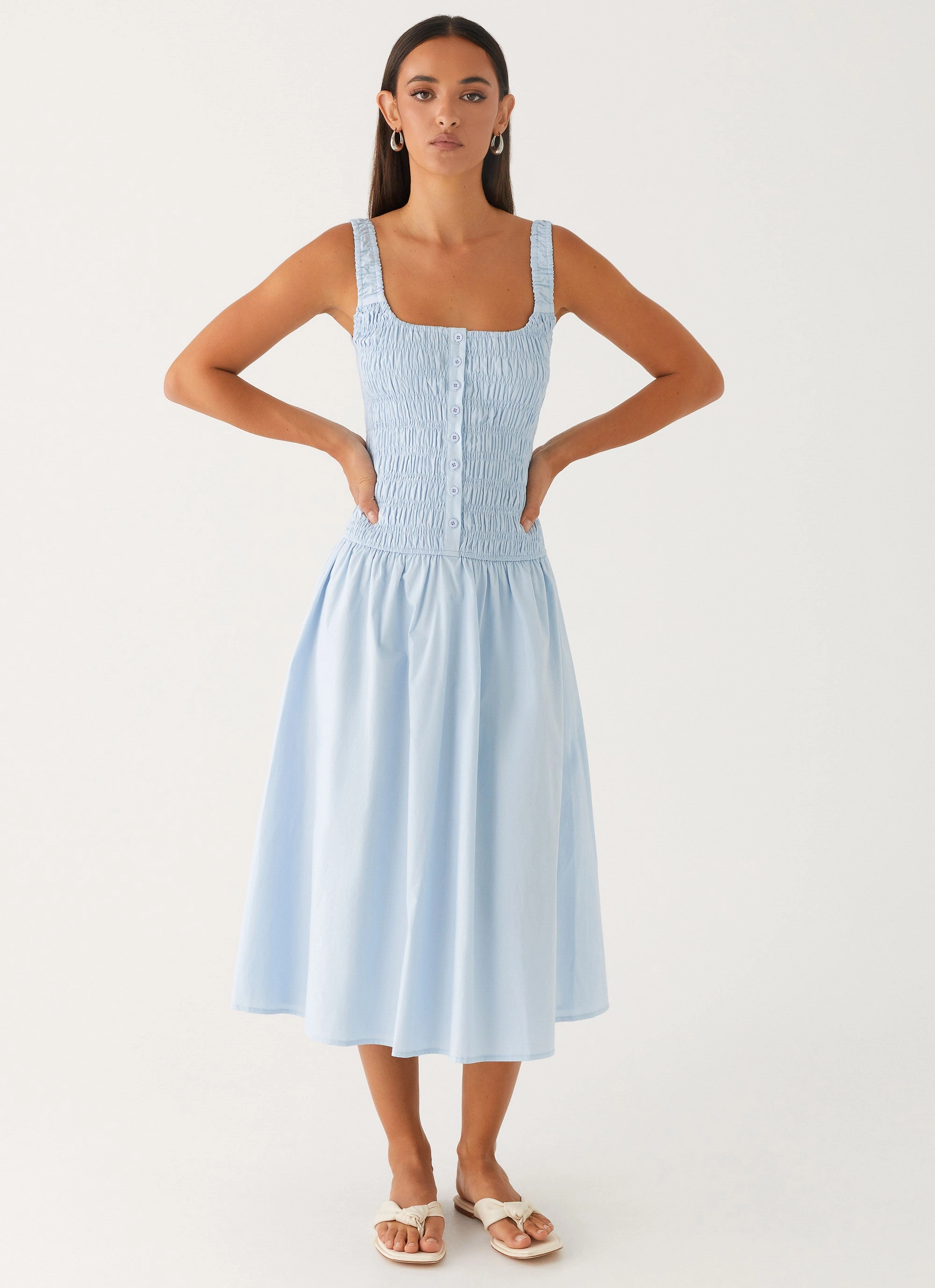 All Fit Soft Neutral Wildflower Midi Dress - Blue