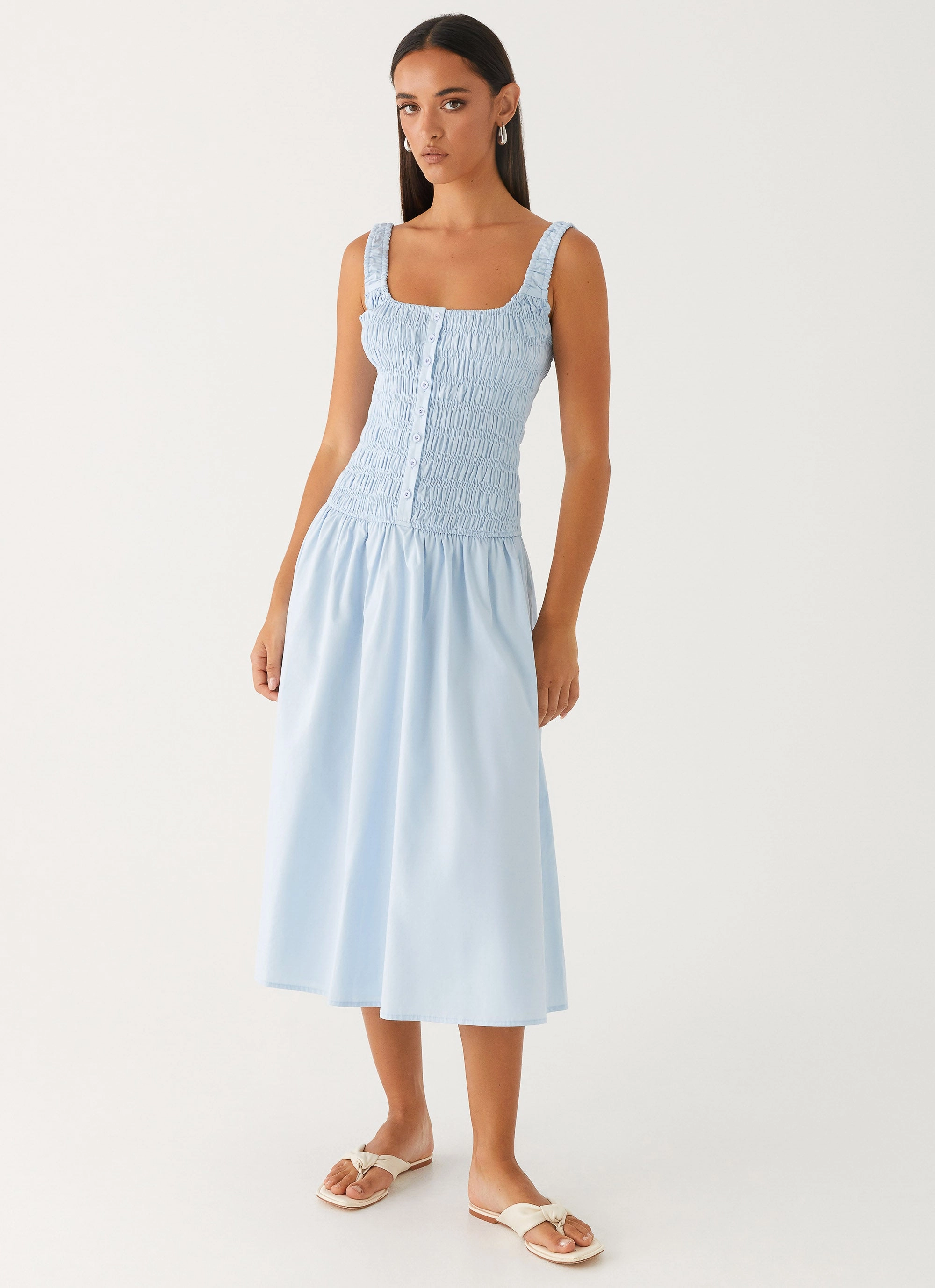 Wildflower Midi Dress - Blue Minimalist-Trend