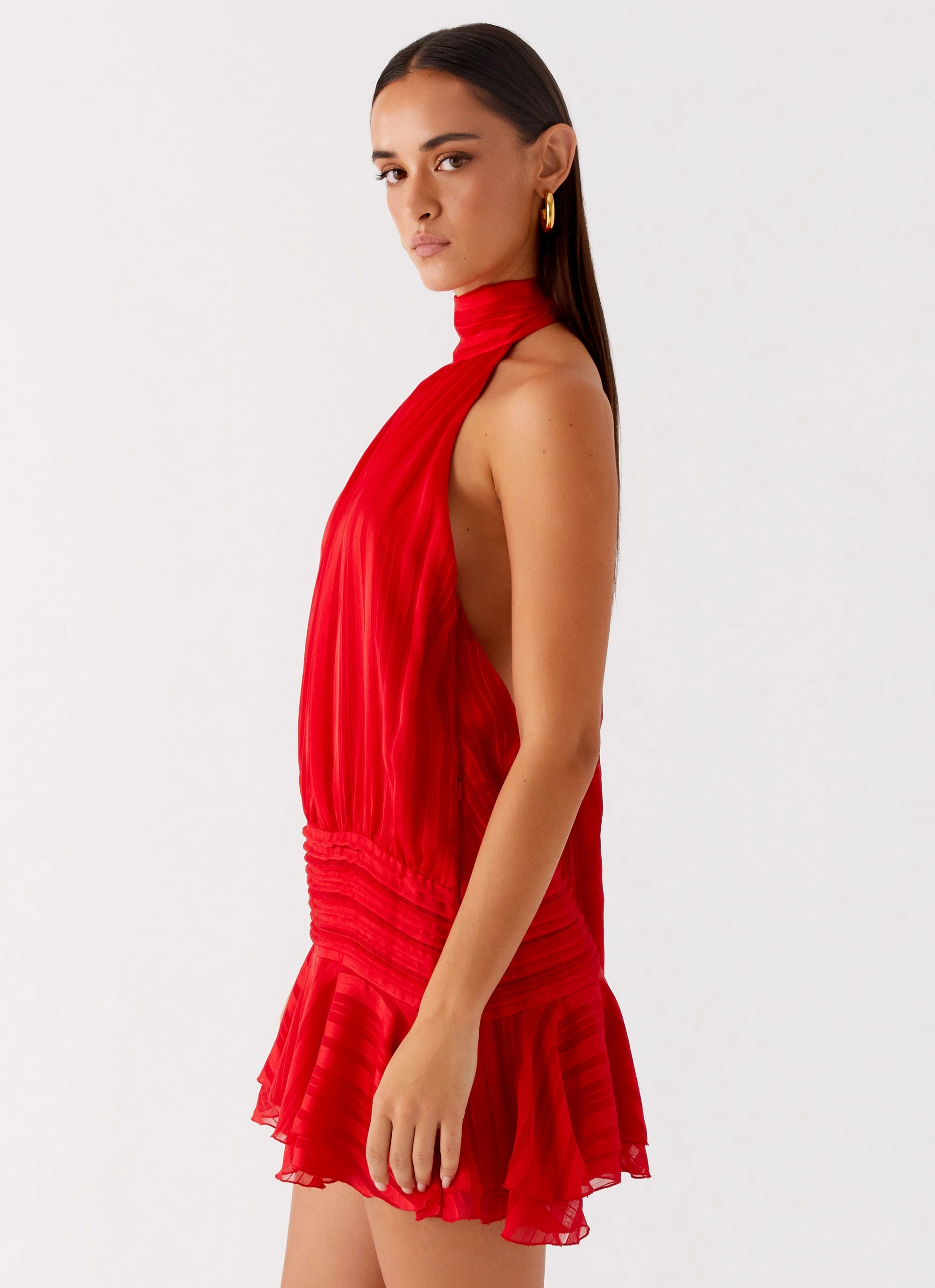 Willow Chiffon Mini Dress - Red Beach Walk