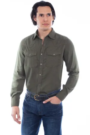 Windproof Material Scully Mens Army 100% Tencel Western L/S Shirt Scully Mens Army 100% Tencel Western L/S Shirt Smart Layering Unisex Option
