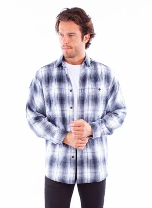 Windproof Material Scully Mens Flannel Plaid Blue/White 100% Cotton L/S Shirt Scully Mens Flannel Plaid Blue/White 100% Cotton L/S Shirt Oversized style