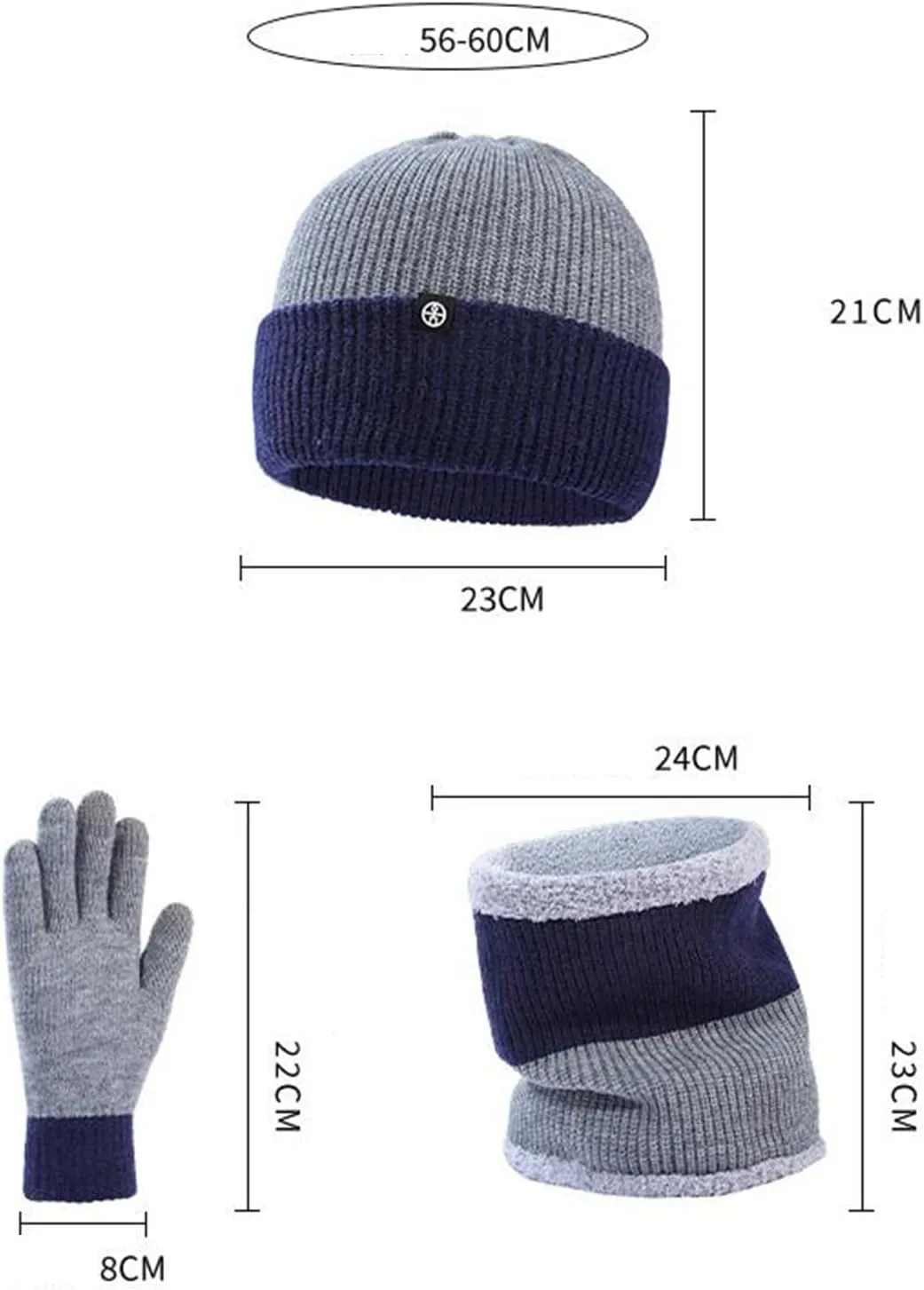 Winter Beanie Hat Scarf Gloves Set for Women Men Knit Beanie Hat Pom Pom Thick Fleece Neck Scarf Winter Warm Accessories