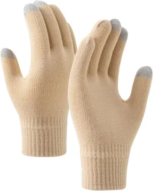 Winter Gloves for Women 1 Pair Touchscreen Gloves for Women Cold Weather Fashion Solid Color Knit Warm Gloves Mittens (Beige, One Size)