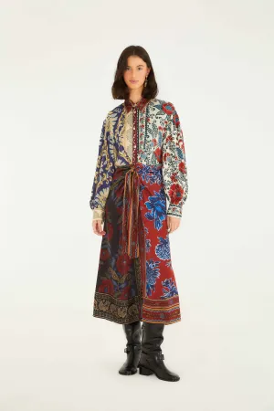 Winter Mix Midi Dress in Navy Vibrant Look Gentle Flow Winter Mix Midi Dress in Navy