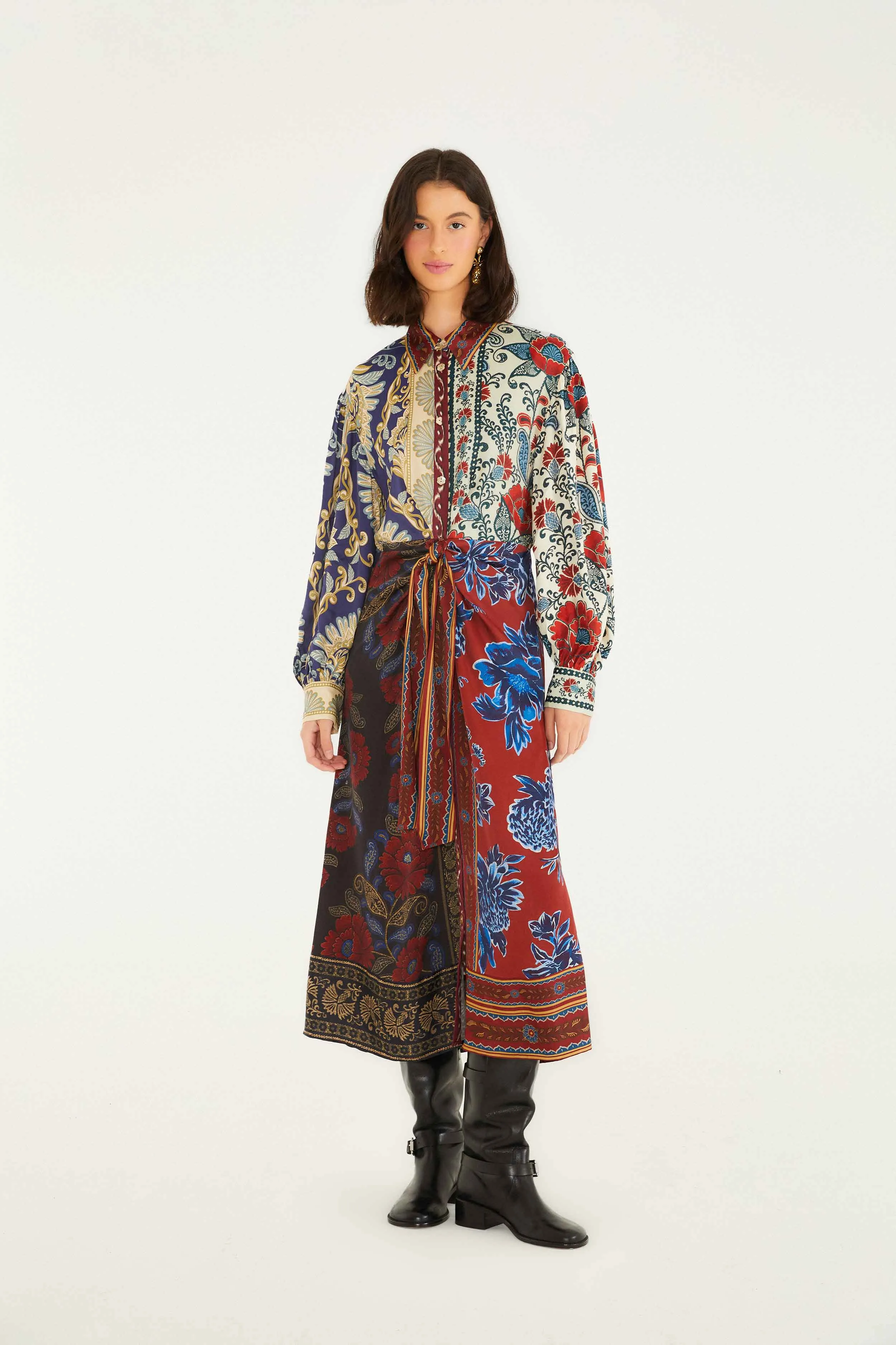 Gentle Flow Winter Mix Midi Dress in Navy