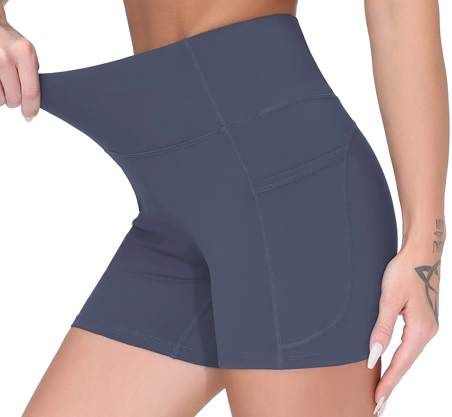 Wjustforu Biker Shorts for Women High Waist Yoga Shorts Women's Workout Running Shorts with Side Pockets