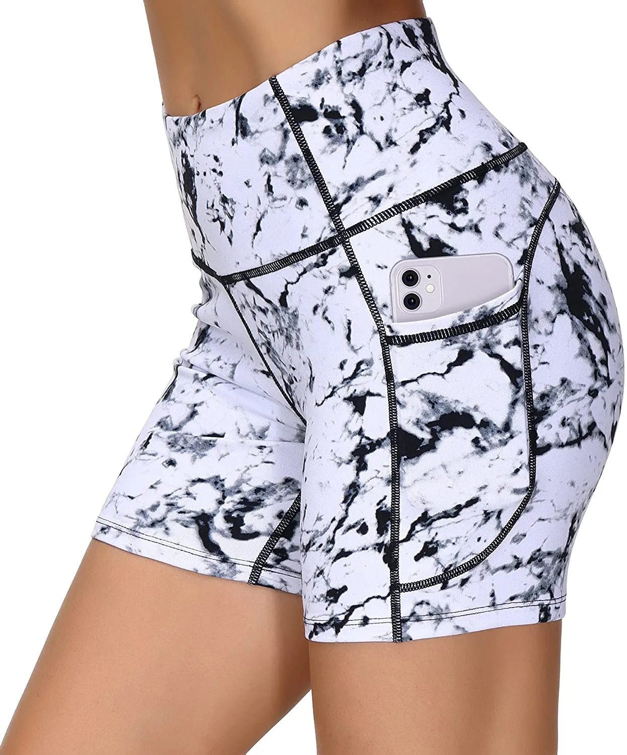 Wjustforu Biker Shorts for Women High Waist Yoga Shorts Women's Workout Running Shorts with Side Pockets