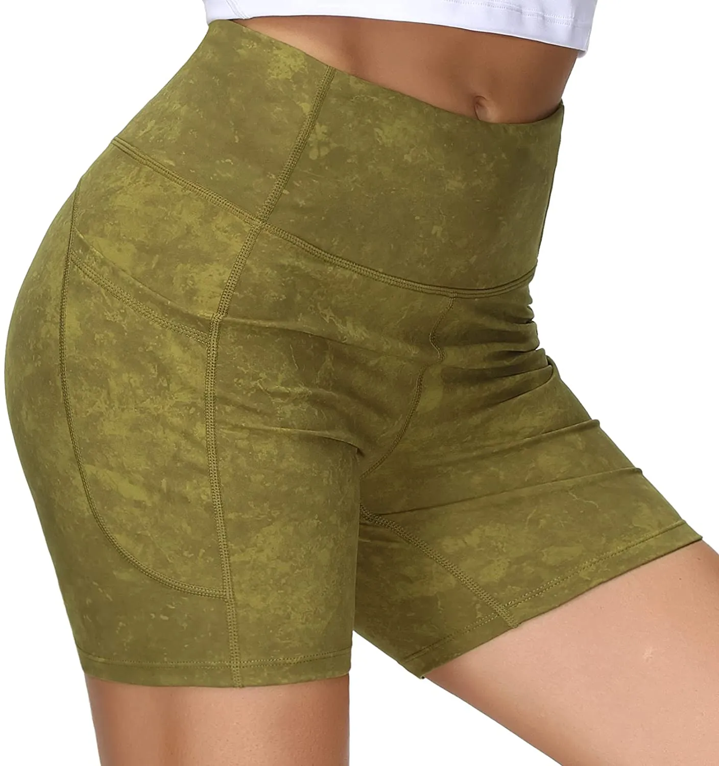 Wjustforu Biker Shorts for Women High Waist Yoga Shorts Women's Workout Running Shorts with Side Pockets