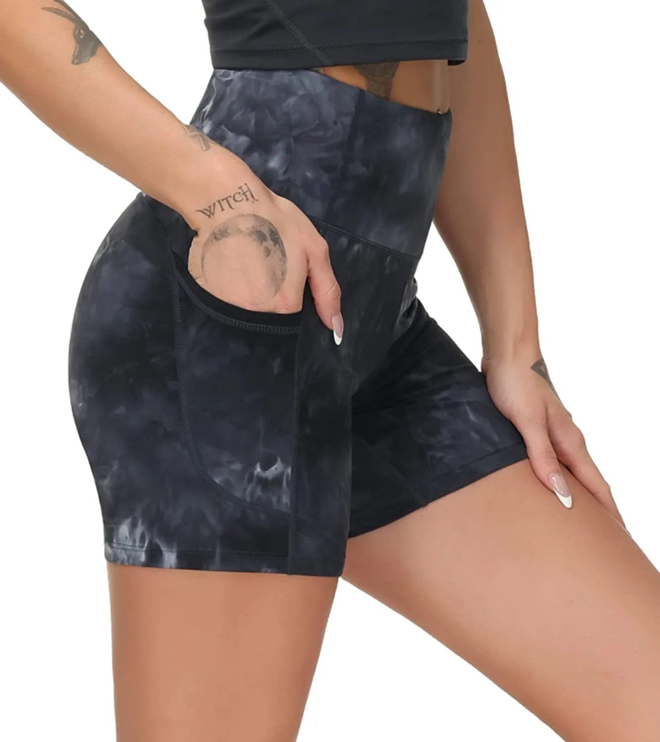 Wjustforu Biker Shorts for Women High Waist Yoga Shorts Women's Workout Running Shorts with Side Pockets